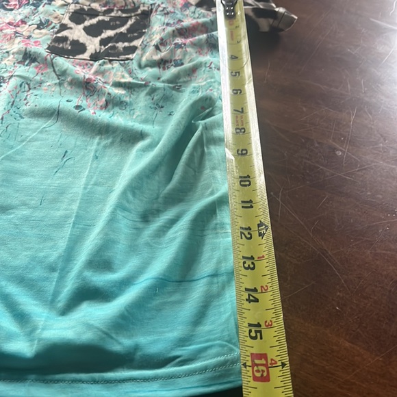 Turquoise & Animal Print Top - Picture 7 of 8